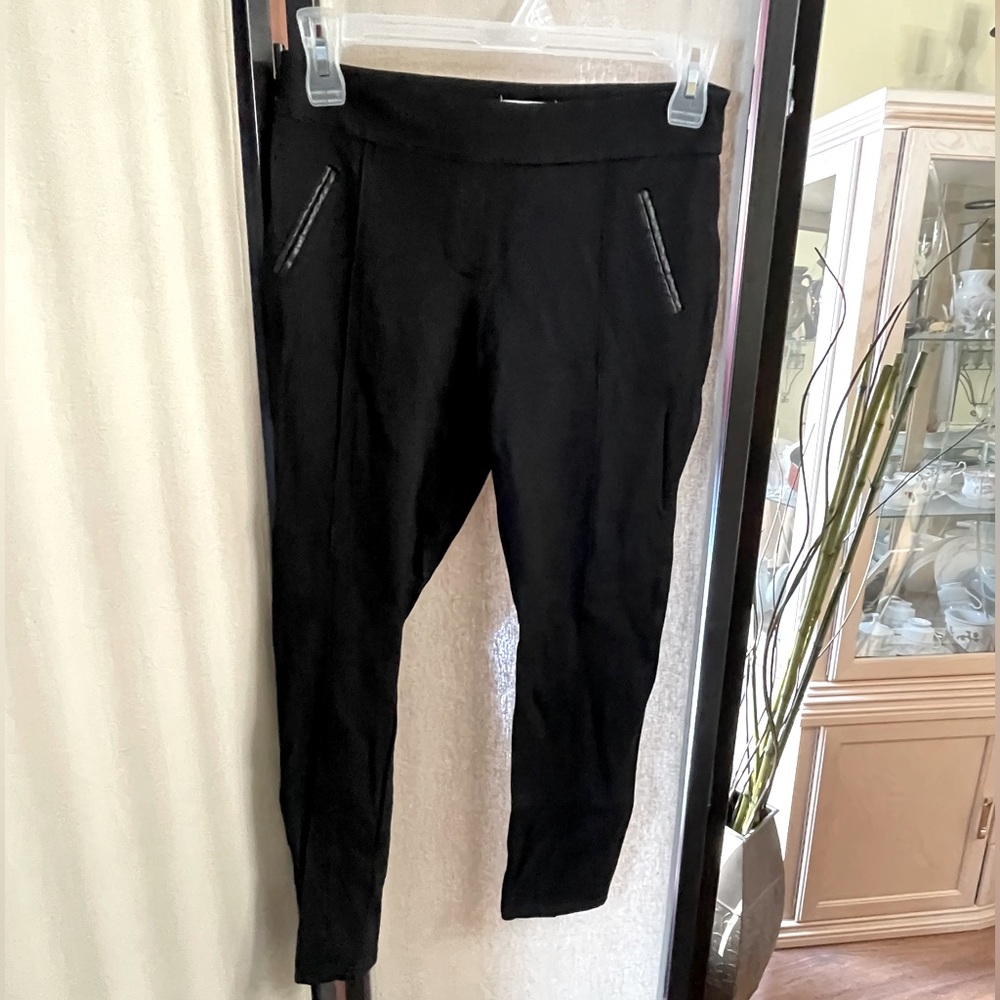 Black Slim Fit Trousers with Faux Leather Trim from Reitman’s.